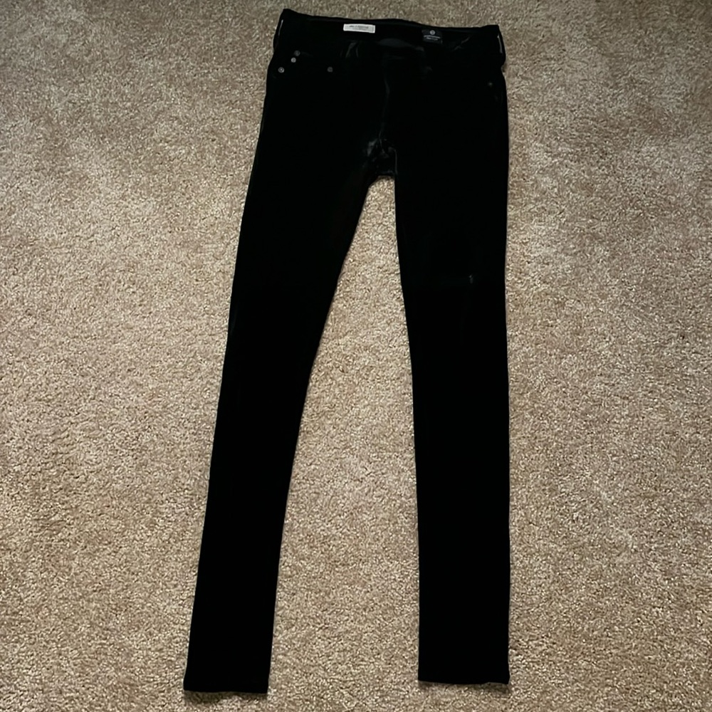 Black crushed velvet AG jeans